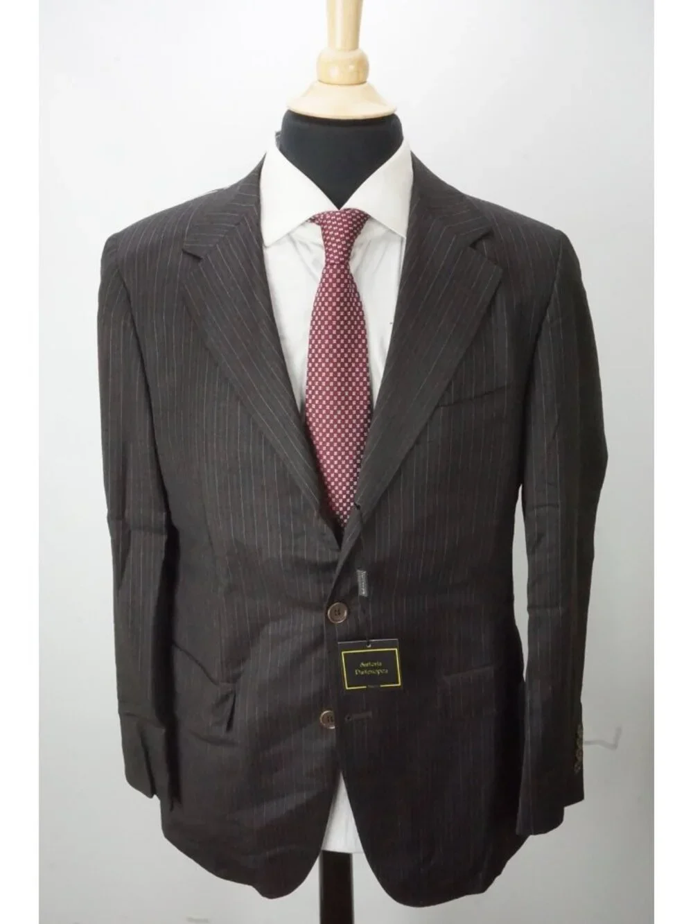 Sartoria Partenopea Brown Striped Silk Blend 2 Pc Suit Jacket Pant 50 EU NEW